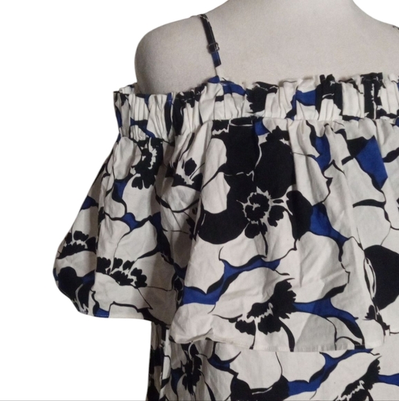 Beautiful Who What Wear Floral Ruffle Hem Off Shoulder Dress Size Medium NWT - Picture 2 of 7